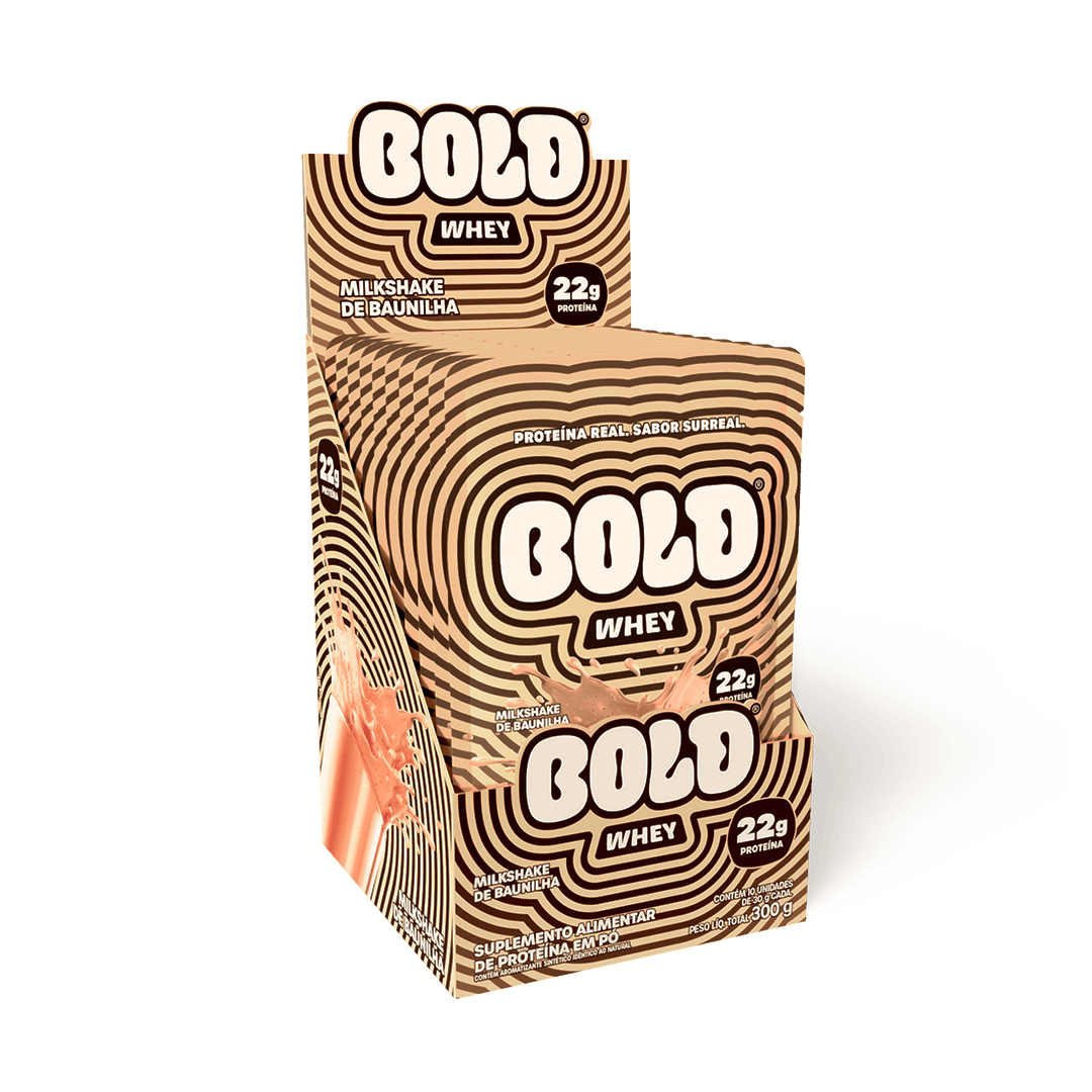 KIT 10 SACHÊS BOLD WHEY MILKSHAKE DE BAUNILHA (30g/Un)