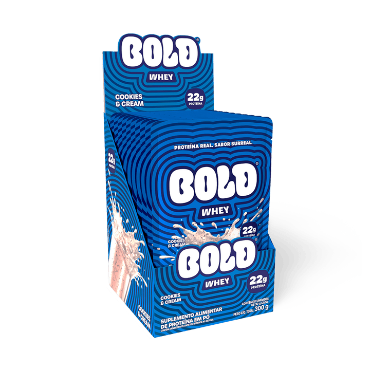 KIT 10 SACHÊS BOLD WHEY COOKIES & CREAM (30g/Un)