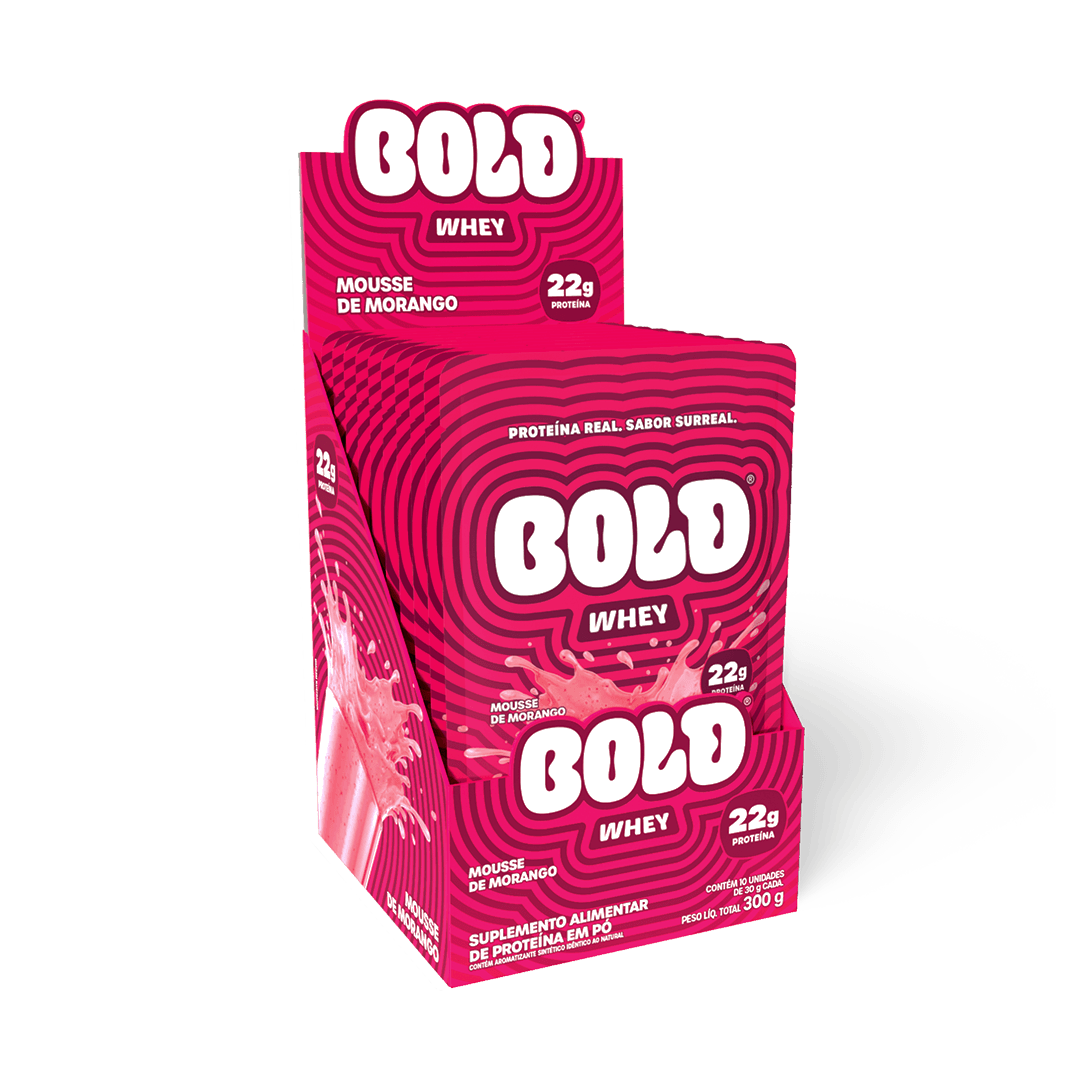 KIT 10 SACHÊS BOLD WHEY MOUSSE DE MORANGO (30g/Un)