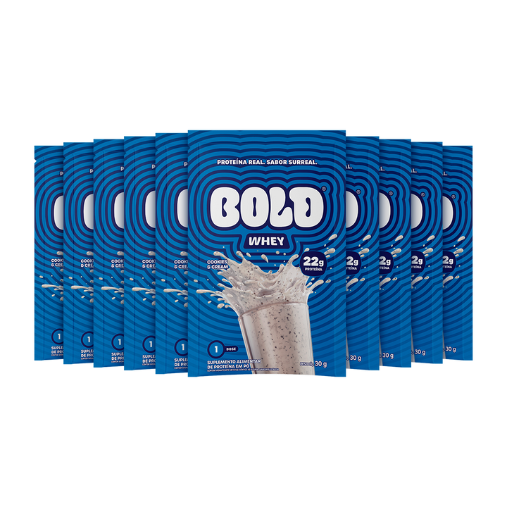 KIT 10 SACHÊS BOLD WHEY COOKIES & CREAM (30g/Un)