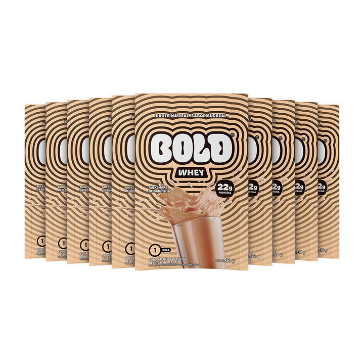 KIT 10 SACHÊS BOLD WHEY MILKSHAKE DE BAUNILHA (30g/Un)