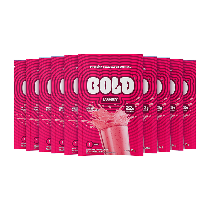 KIT 10 SACHÊS BOLD WHEY MOUSSE DE MORANGO (30g/Un)