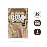 Embalagem de BOLD Whey sabor Milkshake de Baunilha com destaque para 22g de proteína por dose e 30 doses no total